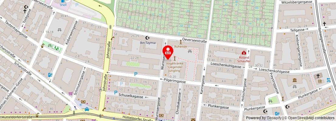 Street map section around the address