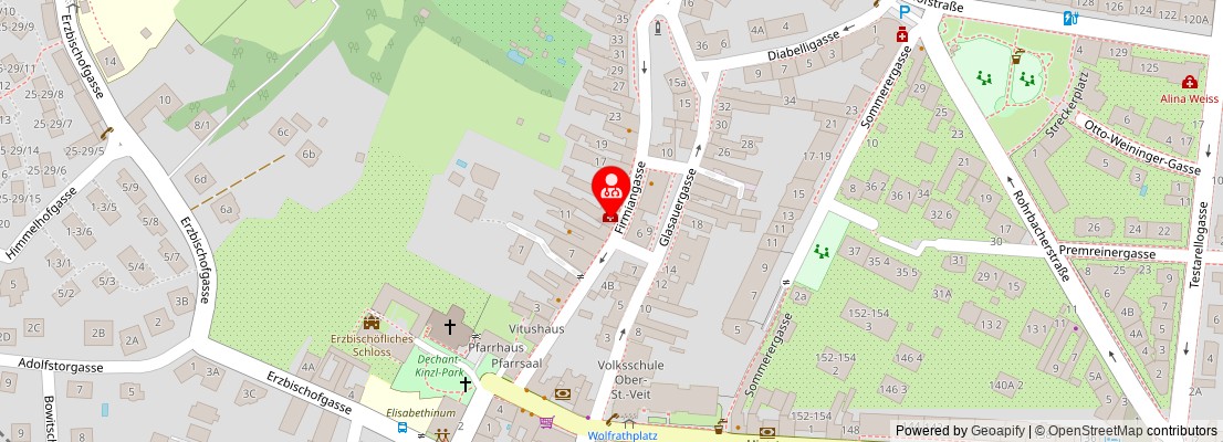 Street map section around the address