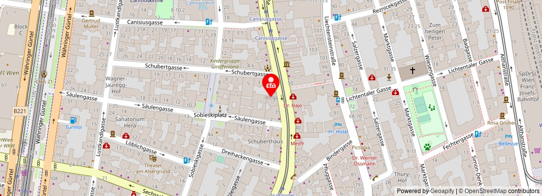 Street map section around the address