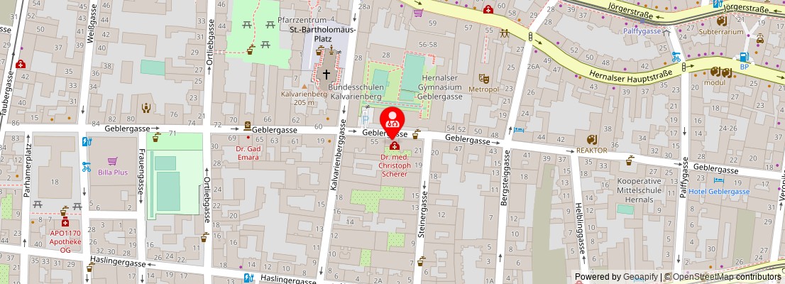 Street map section around the address