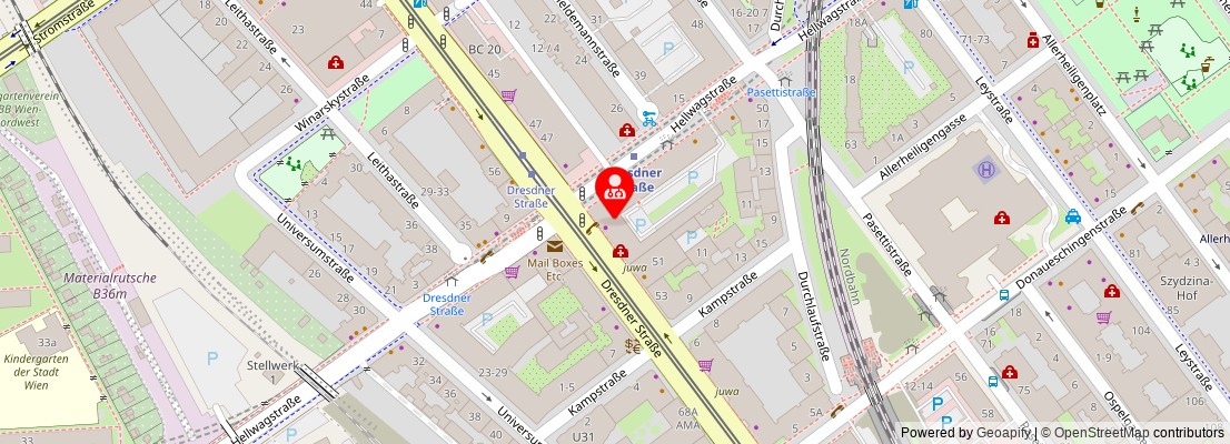 Street map section around the address