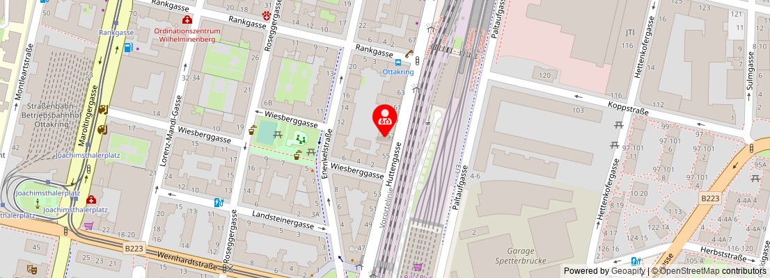 Street map section around the address