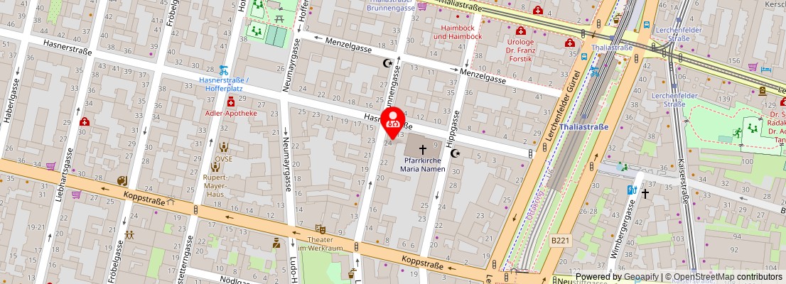Street map section around the address