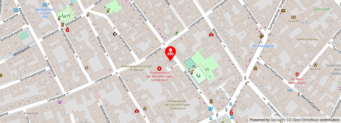 Street map section around the address