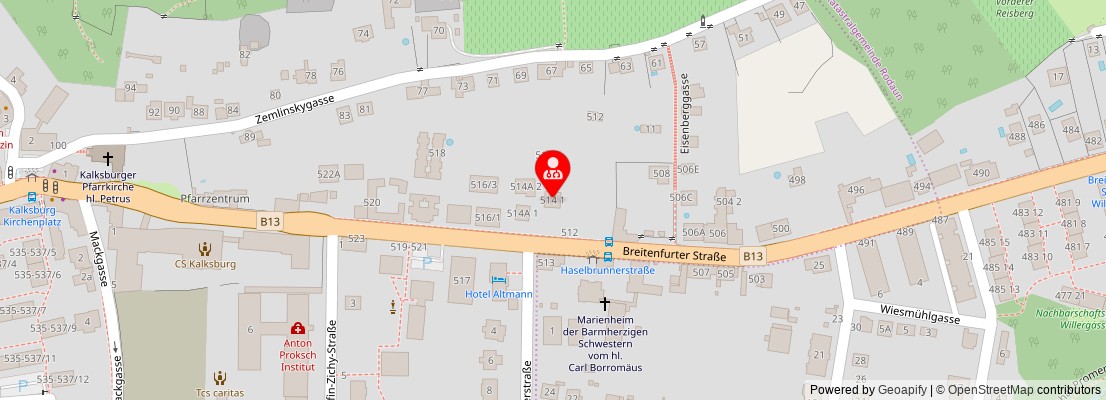 Street map section around the address