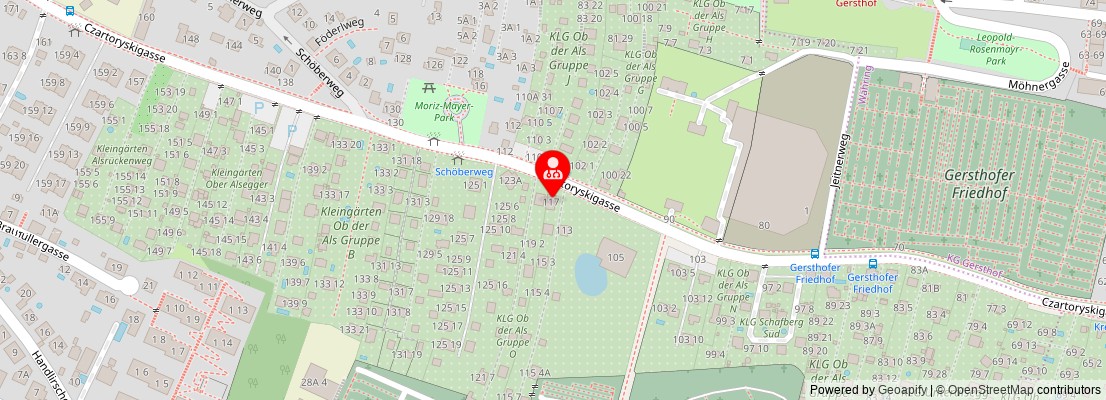 Street map section around the address