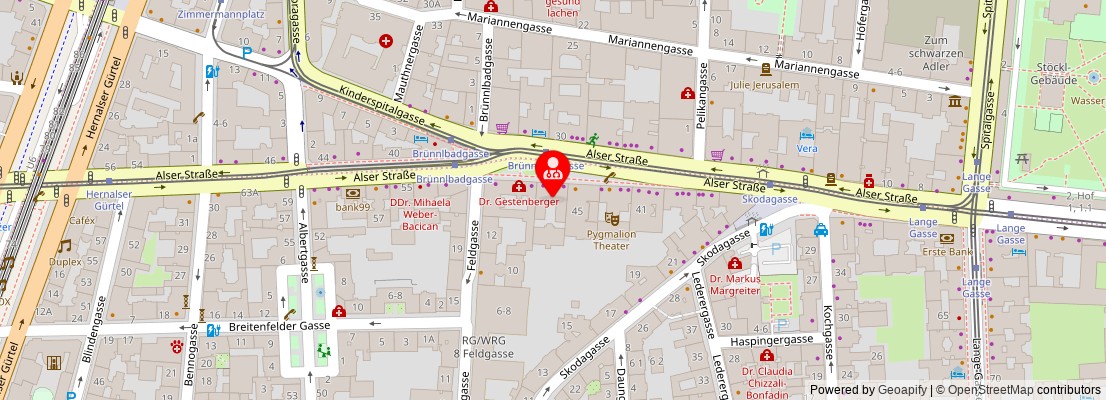 Street map section around the address