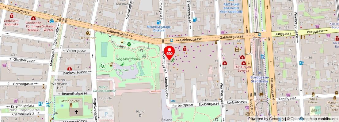 Street map section around the address