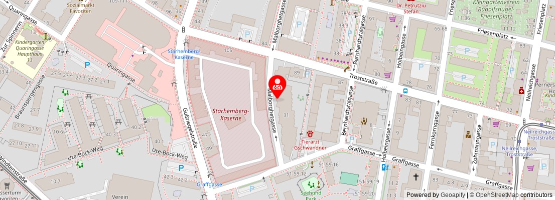 Street map section around the address