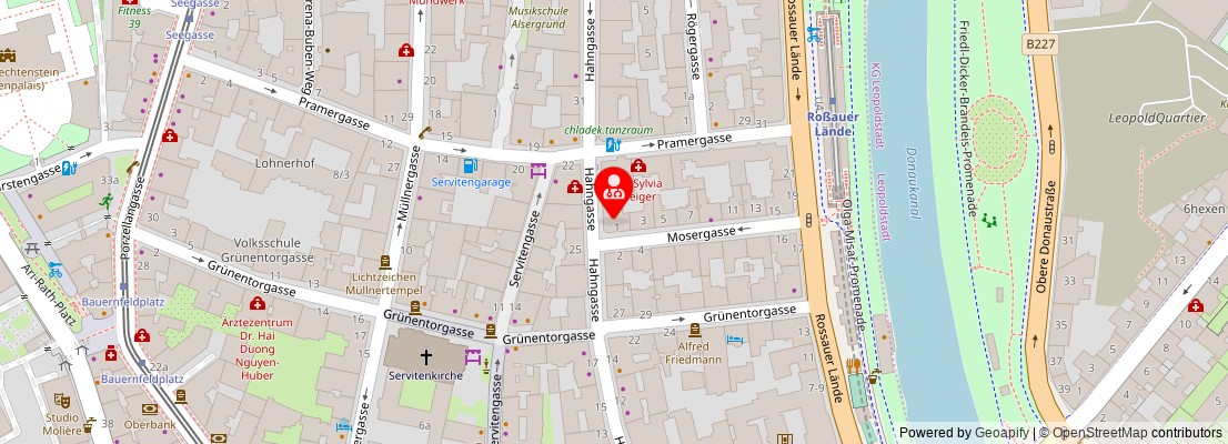 Street map section around the address