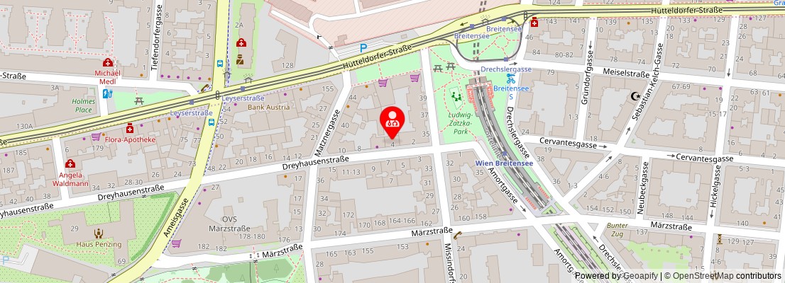 Street map section around the address