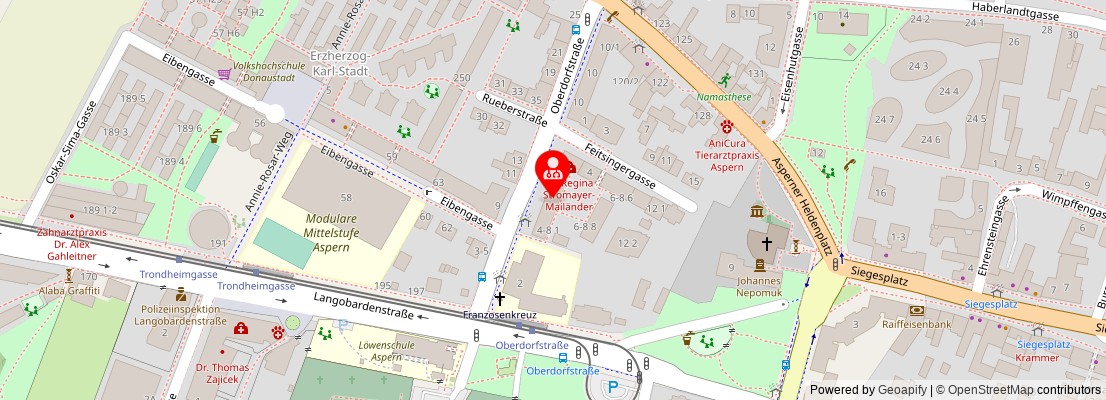 Street map section around the address