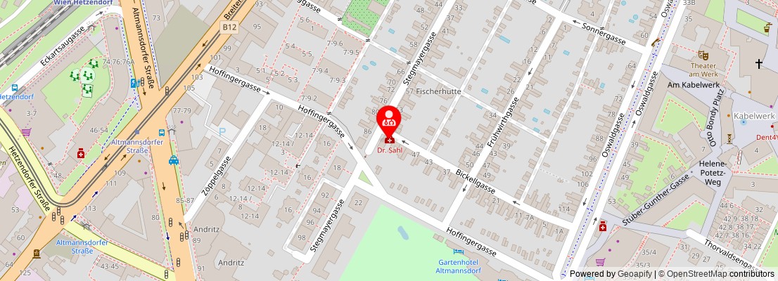 Street map section around the address