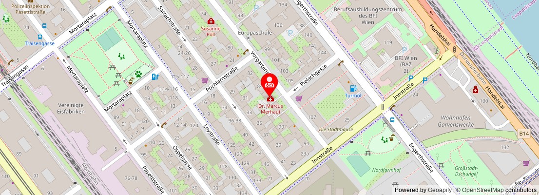 Street map section around the address