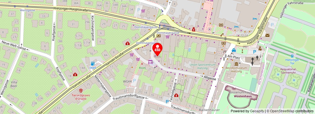 Street map section around the address