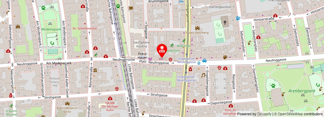 Street map section around the address