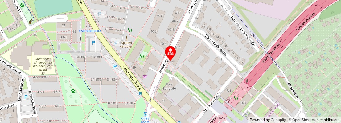 Street map section around the address