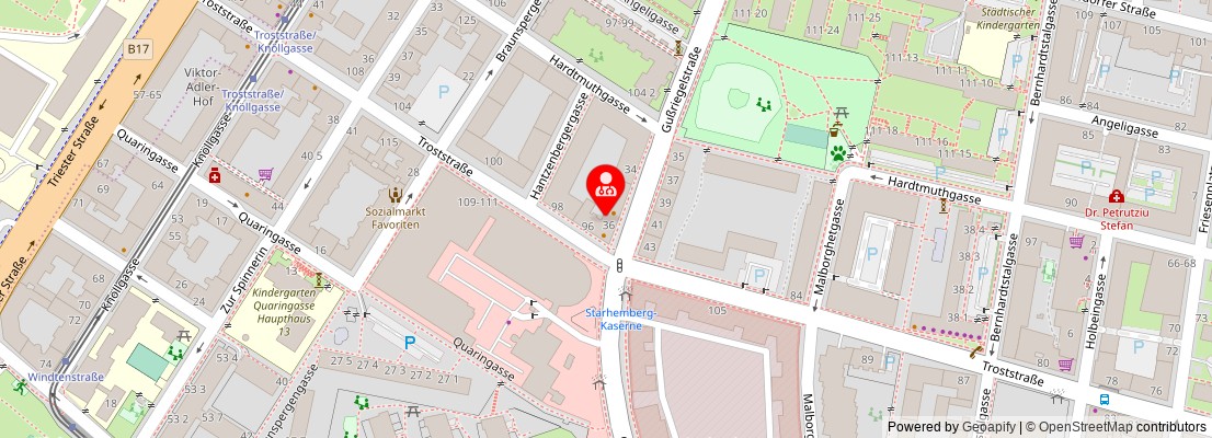 Street map section around the address