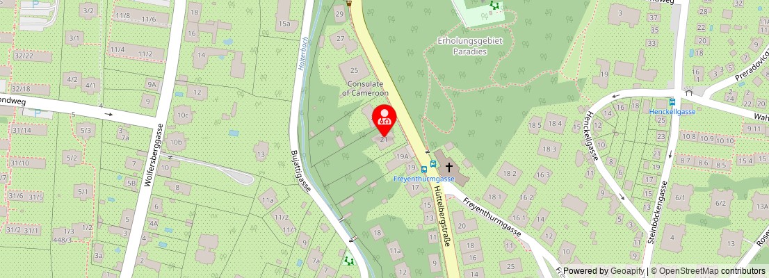 Street map section around the address