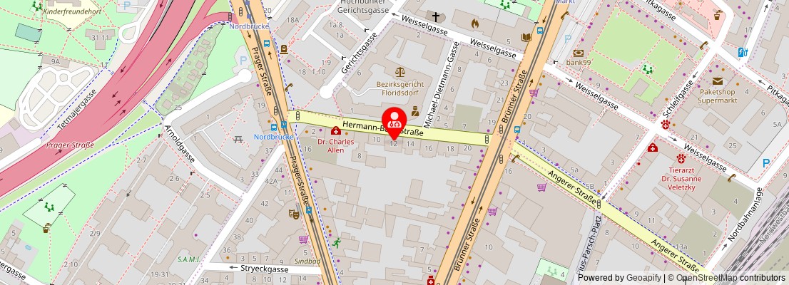 Street map section around the address