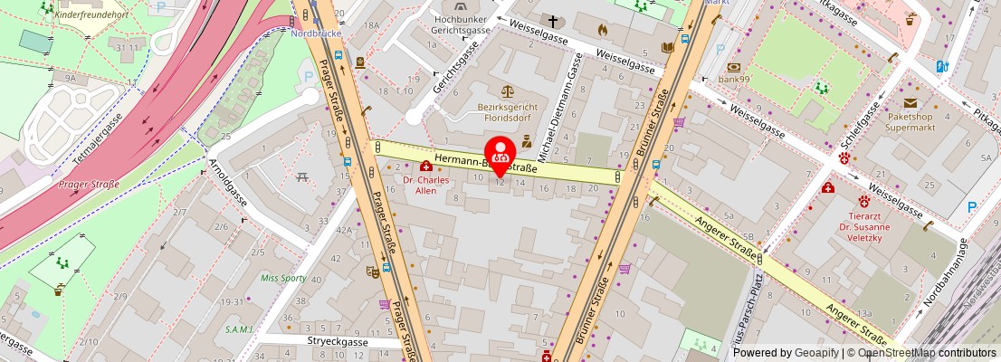 Street map section around the address