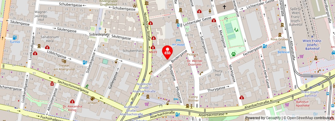 Street map section around the address