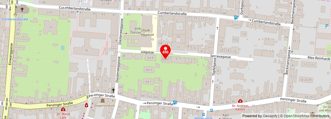 Street map section around the address