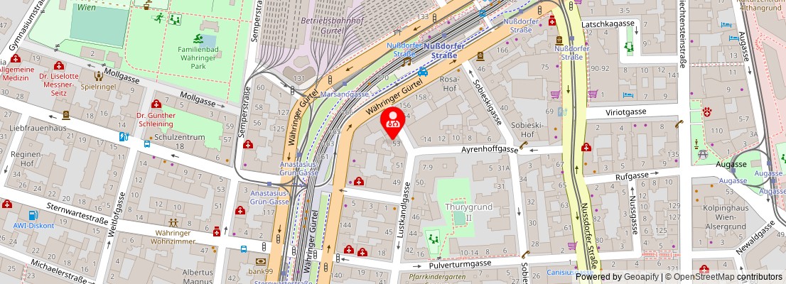 Street map section around the address