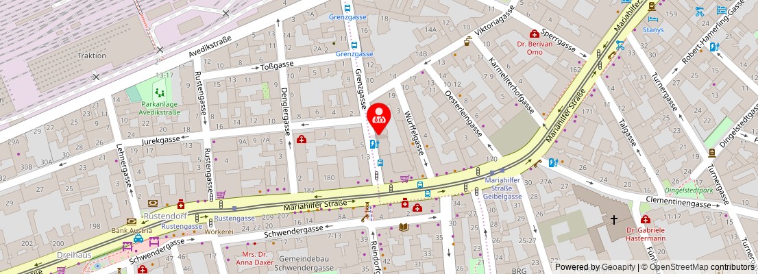 Street map section around the address