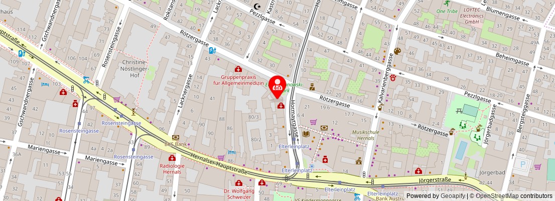 Street map section around the address