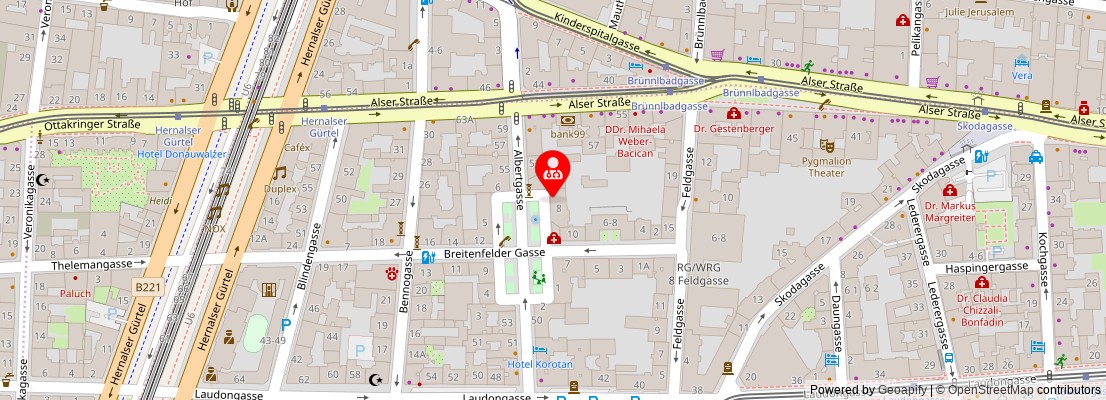 Street map section around the address