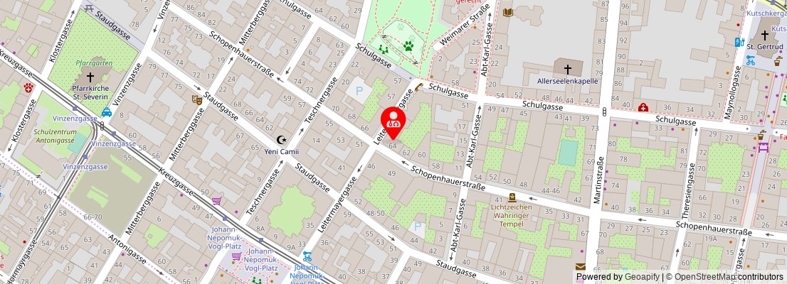 Street map section around the address