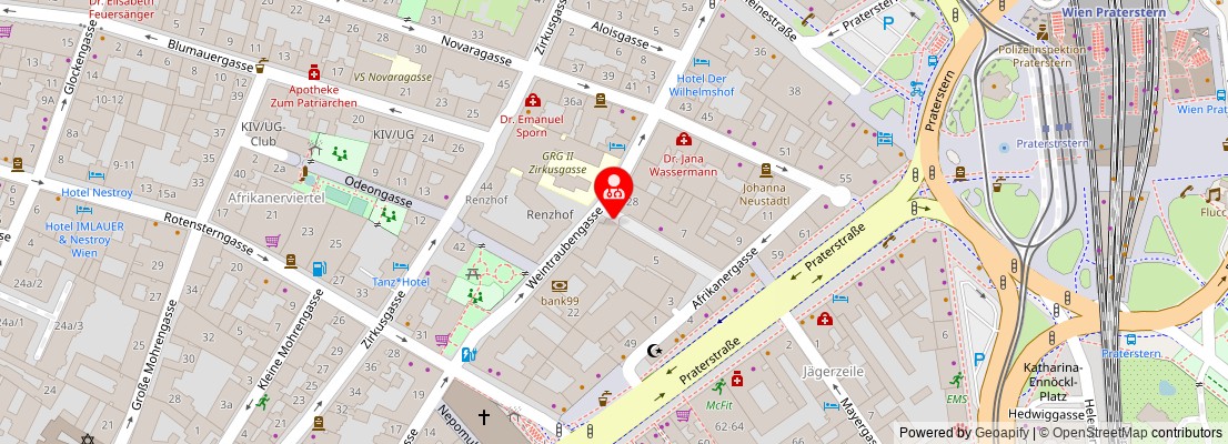 Street map section around the address