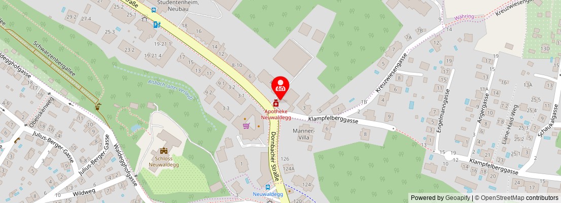 Street map section around the address