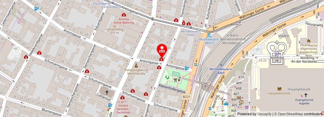 Street map section around the address