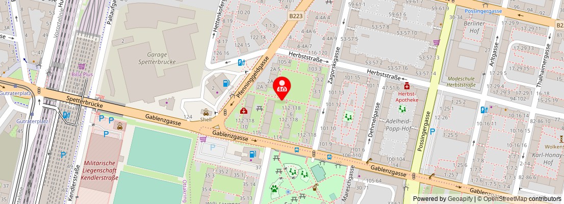 Street map section around the address