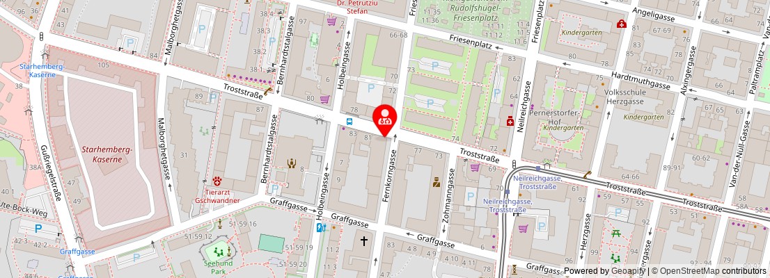 Street map section around the address