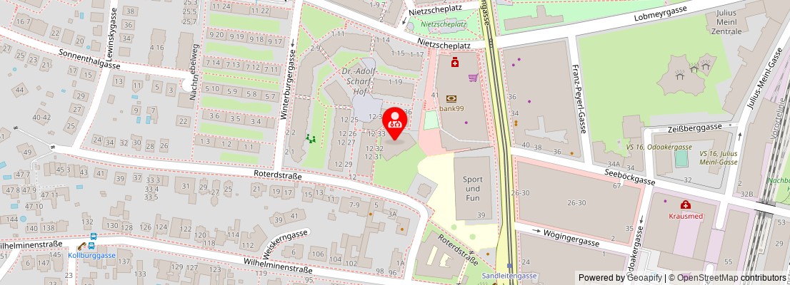 Street map section around the address