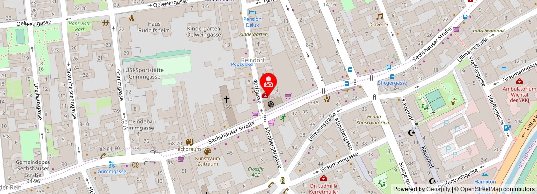 Street map section around the address