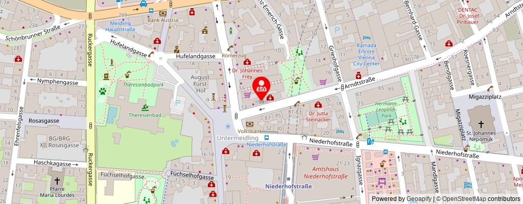 Street map section around the address