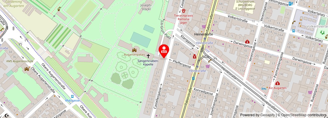 Street map section around the address