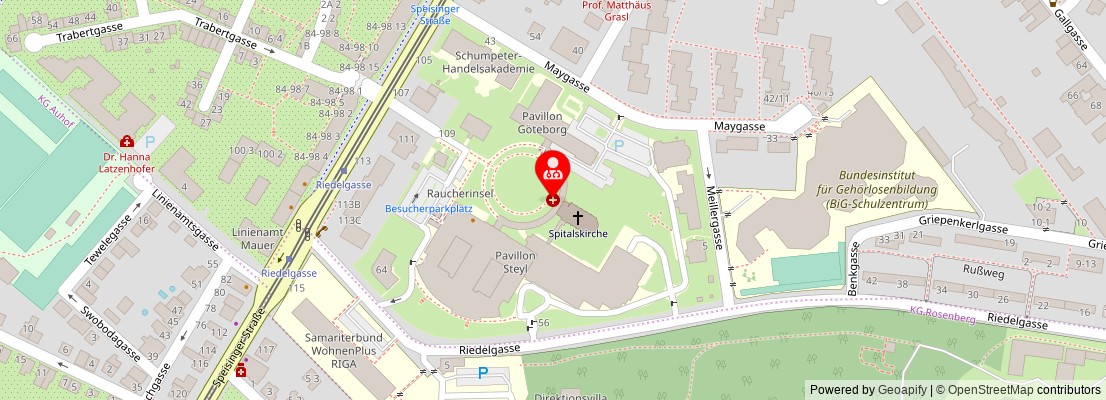 Street map section around the address
