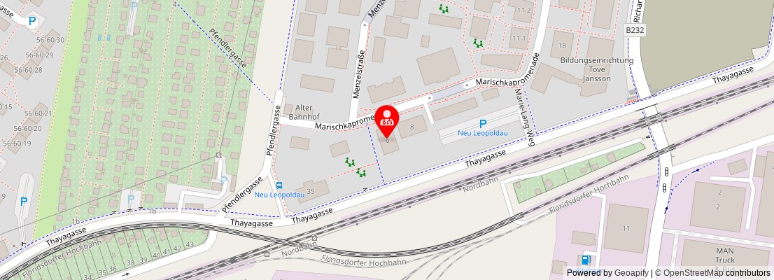 Street map section around the address