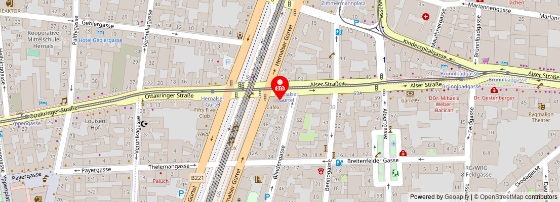 Street map section around the address