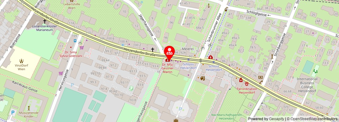 Street map section around the address