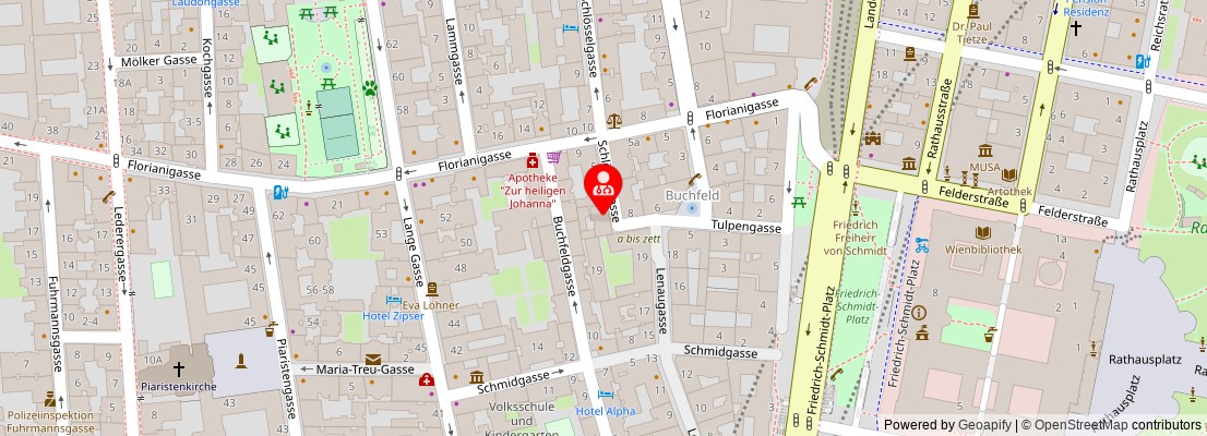 Street map section around the address