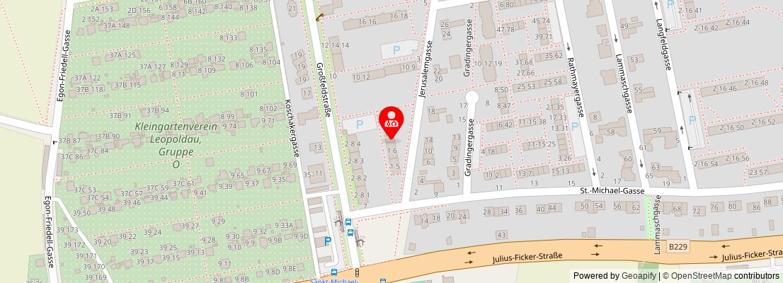 Street map section around the address