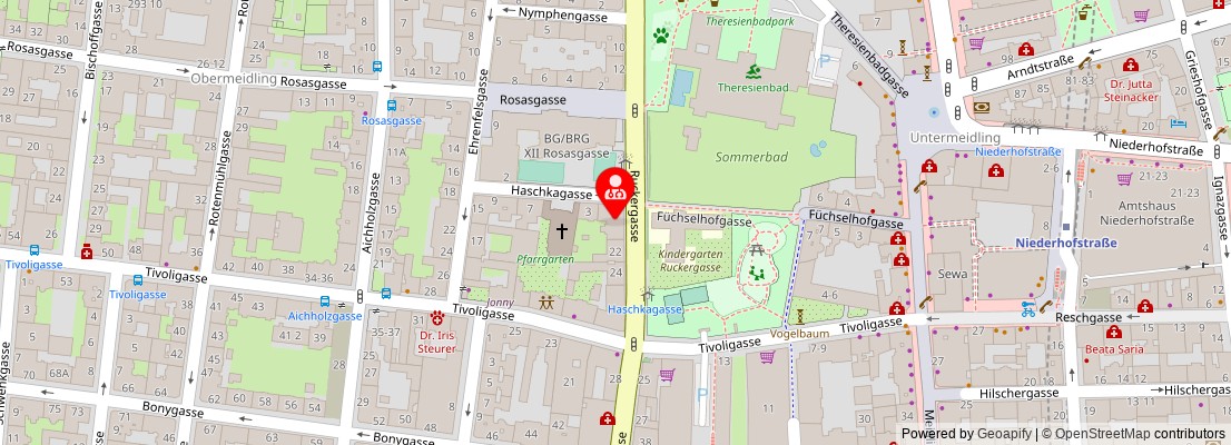 Street map section around the address
