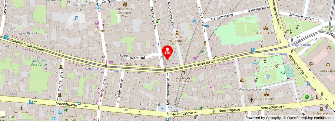 Street map section around the address