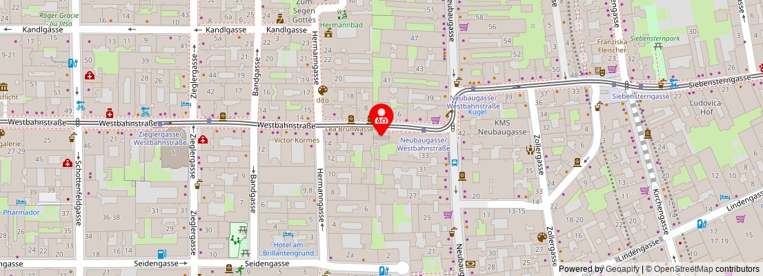 Street map section around the address